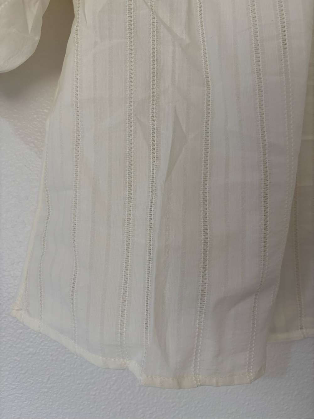 NWT Nation X Anthropology Cream Ruffled Neck Peasant Blouse - Picture 3 of 5
